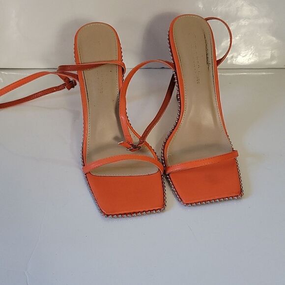Wild Diva Open Toe Orange Stilettos - Picture 3 of 9